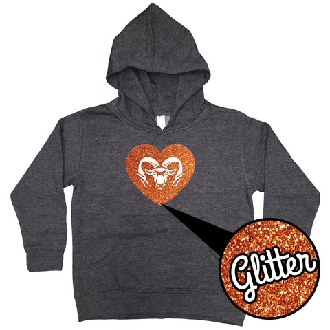 LST254 ROCKFORD RAM LADIES HEART GLITTER HOODY